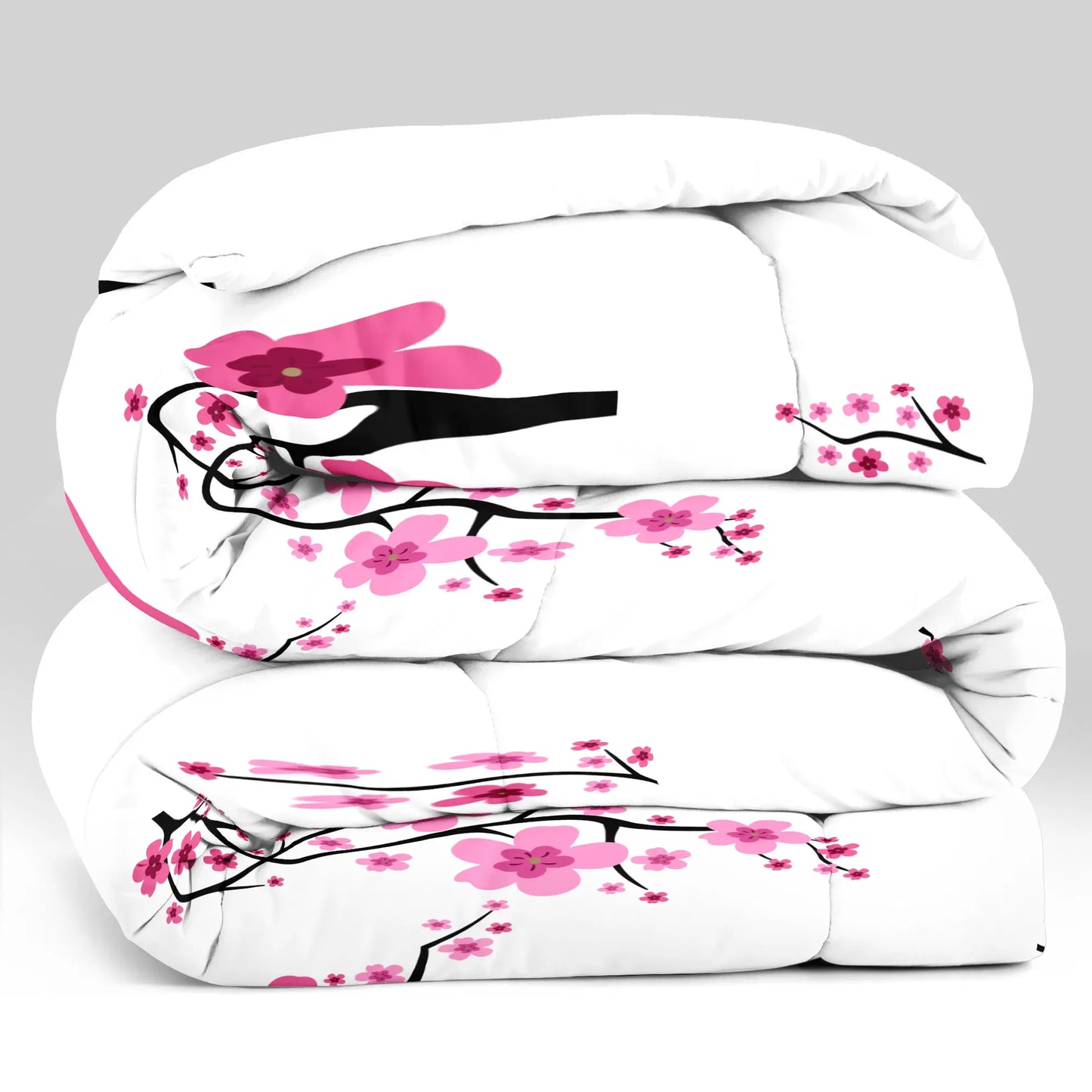 Pink Cherry Blossom Quilt Set 5 Piece Water Resistant Bedspread Queen King Cal King
