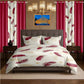 9 Piece Bed in a Bag Set Red Feather Bedspread Curtains Queen King Cal king