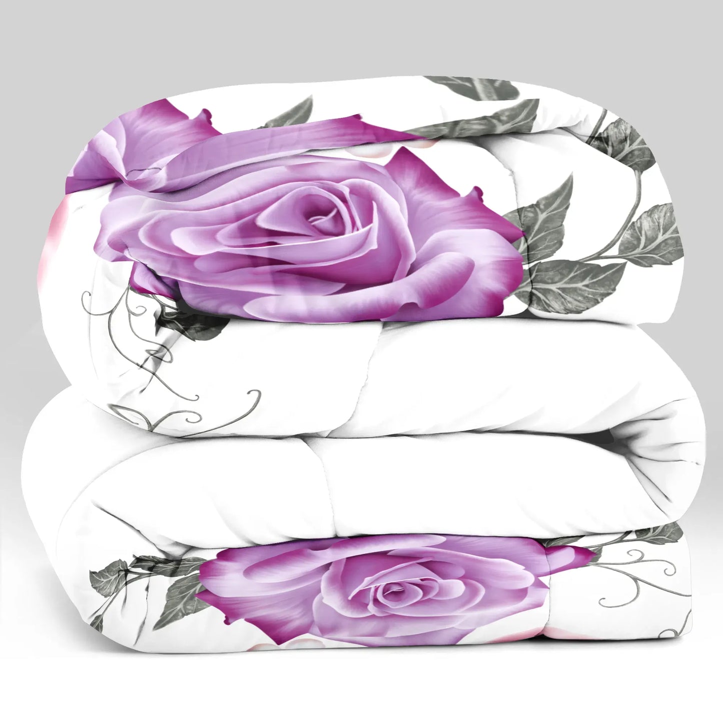 9 Piece Purple Rose Bedspread Curtain Set Queen King Cal King Bedding