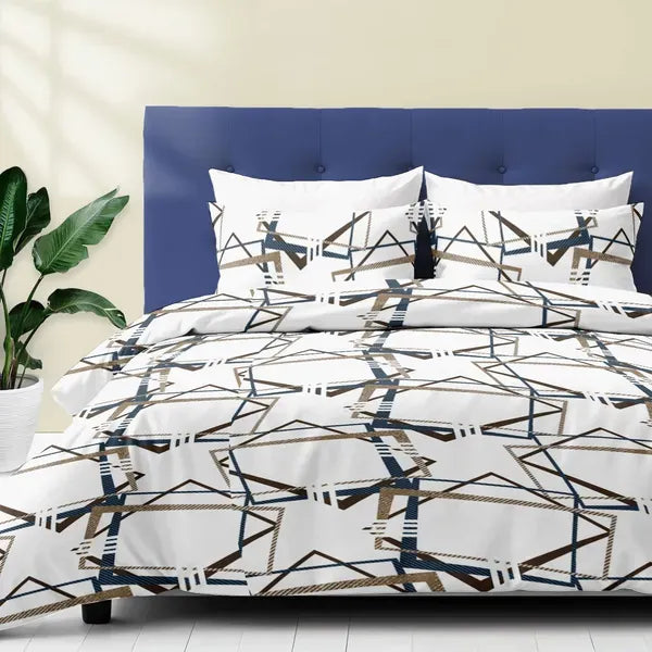 9 Piece Bed in a Bag Set Brown Geometric Bedspread Curtains Queen King Cal