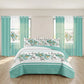 9 Piece Green Rose Floral Bedspread Curtain Set Queen King Cal King Bedding