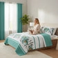 9 Piece Green Rose Floral Bedspread Curtain Set Queen King Cal King Bedding