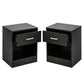 Set of 2 Bedroom Bedside Table Nightstand End Side With Drawer and Open Shelf