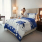 Blue White Floral Duvet Cover Set 3 Piece Ultra Soft Microfiber Queen King California King