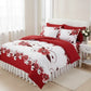 3 Piece Charcoal Grey Botanical Quilt Set White Leaf Vine Bedspread Queen King
