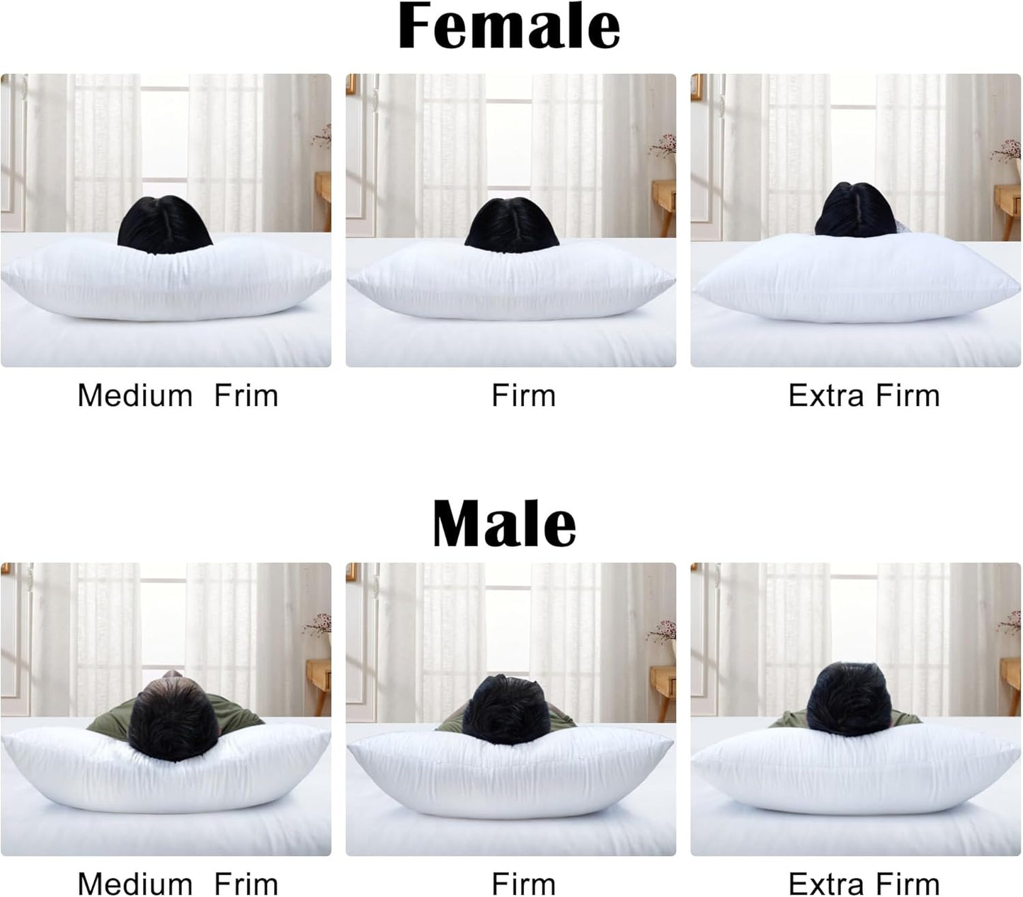 Extra Firm Pillow Queen King Standard Size White Adjustable Bed Pillow Support