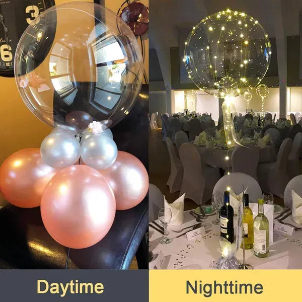 10 Pack LED Light Up Bobo Balloons 14" Clear Bubble Warm Lights Wedding Party
