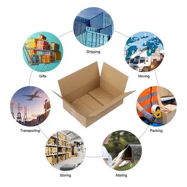 50 Pack 14x10x4 Shipping Boxes Corrugated Cardboard Mailing Cartons 3mm Kraft