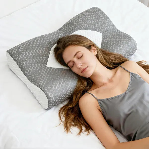 Cervical Neck Pillow Memory Foam Ergonomic Contour Side Back Sleepers Washable