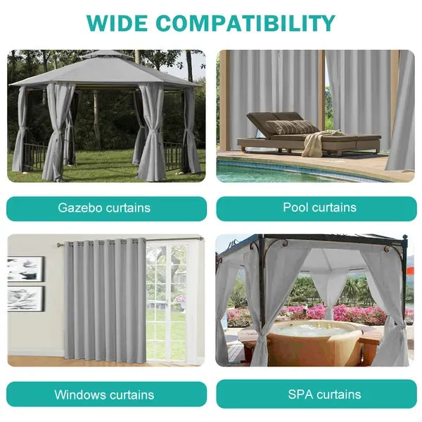 50x84 Gray Outdoor Curtain Panel Grommet Blackout Patio Pergola Privacy 1 Panel