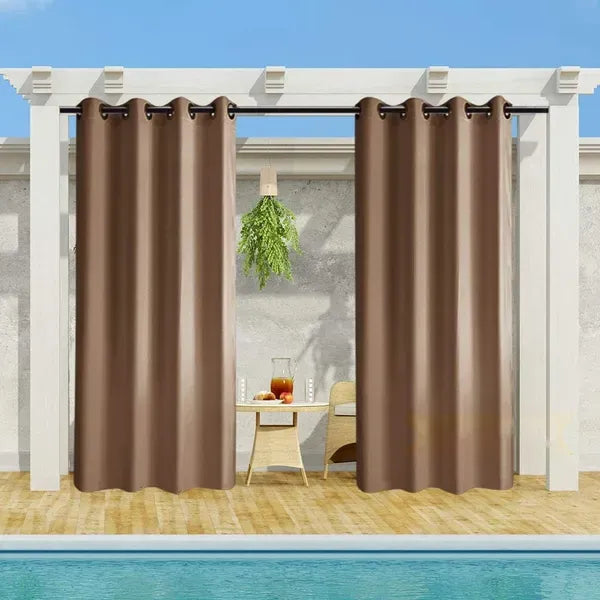 50x108 Brown Outdoor Curtains Set of 2 Grommet Blackout Patio Pergola Privacy