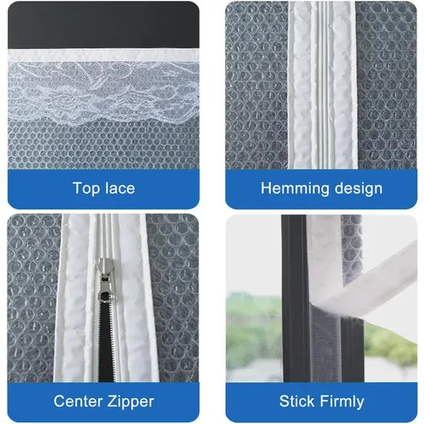 47x59 Window Insulation Kit Winter Zipper Reusable Draft Stopper No Drill Cover