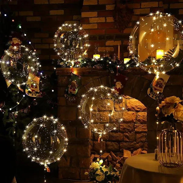 10 Pack LED Light Up Bobo Balloons 14" Clear Bubble Warm Lights Wedding Party