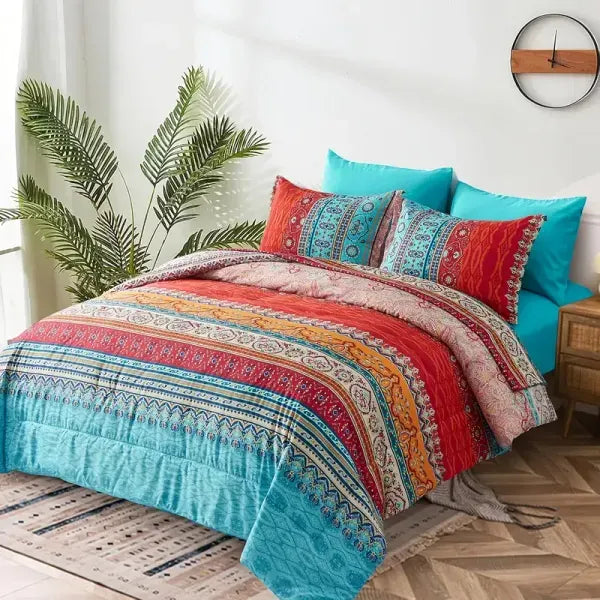 Boho Duvet Cover Set Twin Queen King Soft Microfiber Geometric Bedding Decor Set