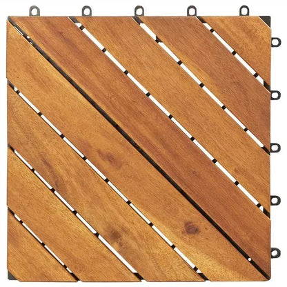 Acacia Wood Deck Tile Interlocking Flooring Waterproof Tiles Outdoor Patio 12x12