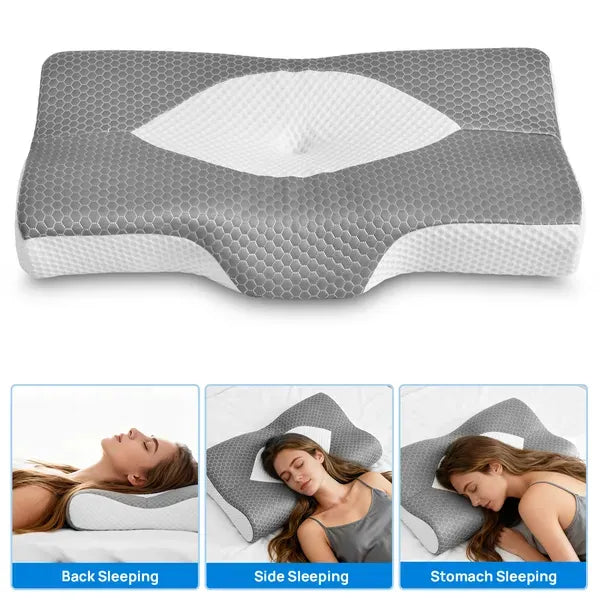 Cervical Neck Pillow Memory Foam Ergonomic Contour Side Back Sleepers Washable