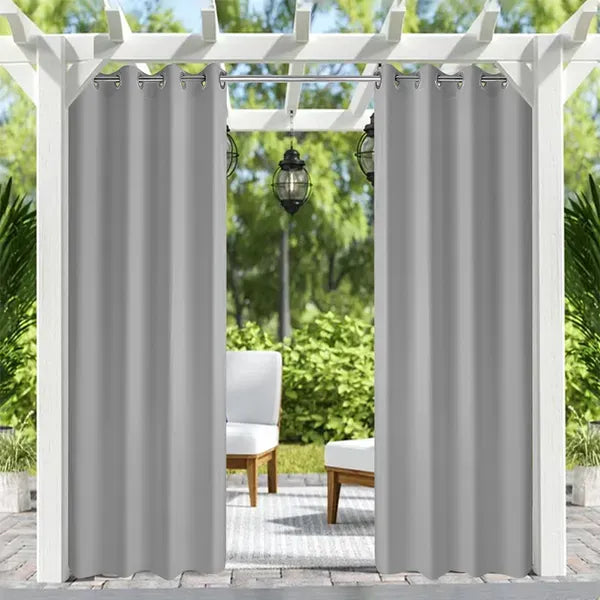 50x84 Gray Outdoor Curtain Panel Grommet Blackout Patio Pergola Privacy 1 Panel