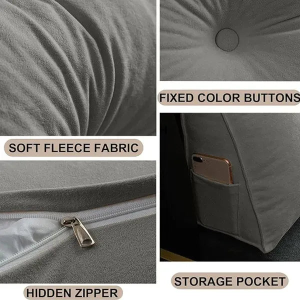 Triangular Reading Pillow Wedge Cushion 39 Inch Large Headboard Backrest Gray