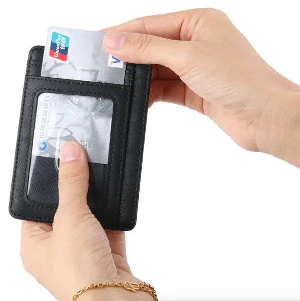 Mens Leather Slim Wallet RFID Blocking Credit Card Holder ID Money Pocket