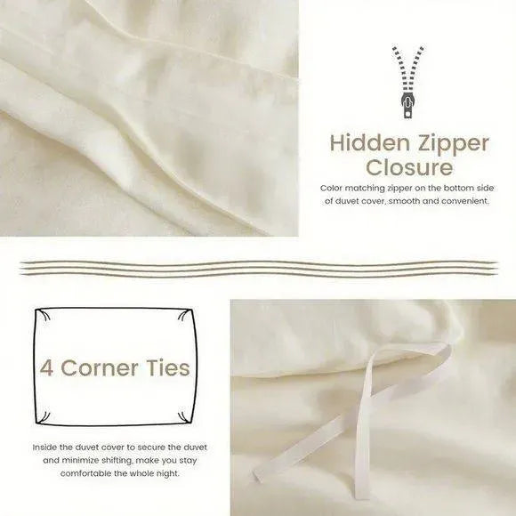 King Duvet Cover Set Soft Microfiber Luxury Bedding Hidden Zipper Corner Ties