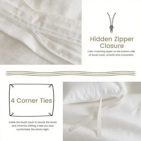 Duvet Cover Set Twin Queen Ultra Soft Luxury Hidden Zipper Corner Ties Bedding