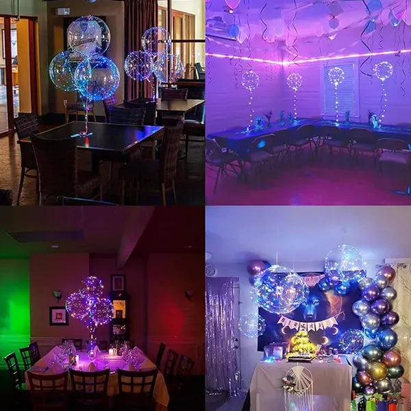 10 Pack LED Light Up Bobo Balloons 14" Clear Bubble Warm Lights Wedding Party
