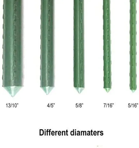 20 Pack 23in Plant Stakes 5/8in Steel Garden Support Rods Green Plastic Coated