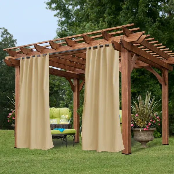 50x96 Beige Outdoor Curtain Panel Tab Top Blackout Patio Pergola Privacy 1 Panel