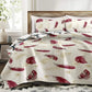 9 Piece Bed in a Bag Set Red Feather Bedspread Curtains Queen King Cal king