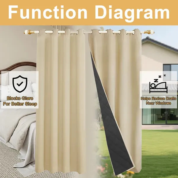 52x96 Ivory Thermal Blackout Curtain Panel Grommet Winter Draft Privacy 1 Panel