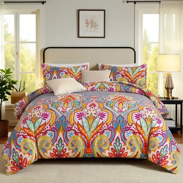 Boho Duvet Cover Set Twin Queen King Soft Microfiber Geometric Bedding Decor Set