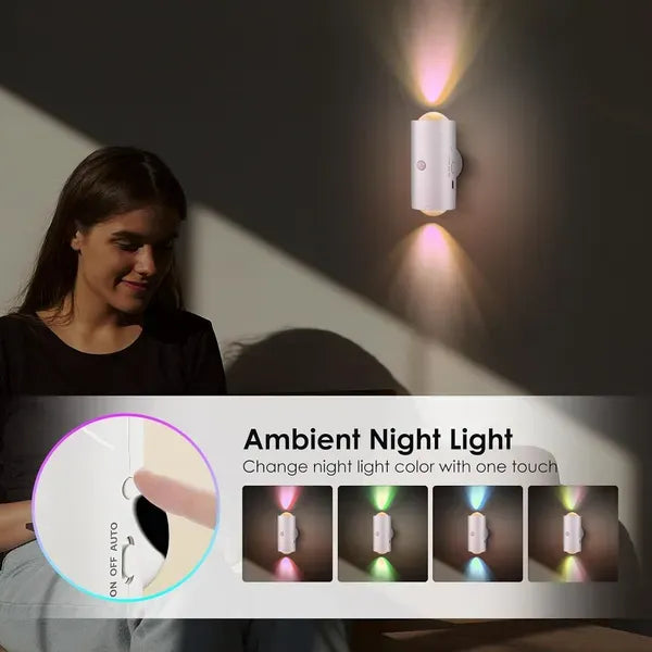 LED Motion Sensor Night Light Rechargeable Wireless Magnetic Wall Light Sconce