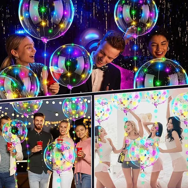 10 Pack LED Light Up Bobo Balloons 14" Clear Bubble Warm Lights Wedding Party