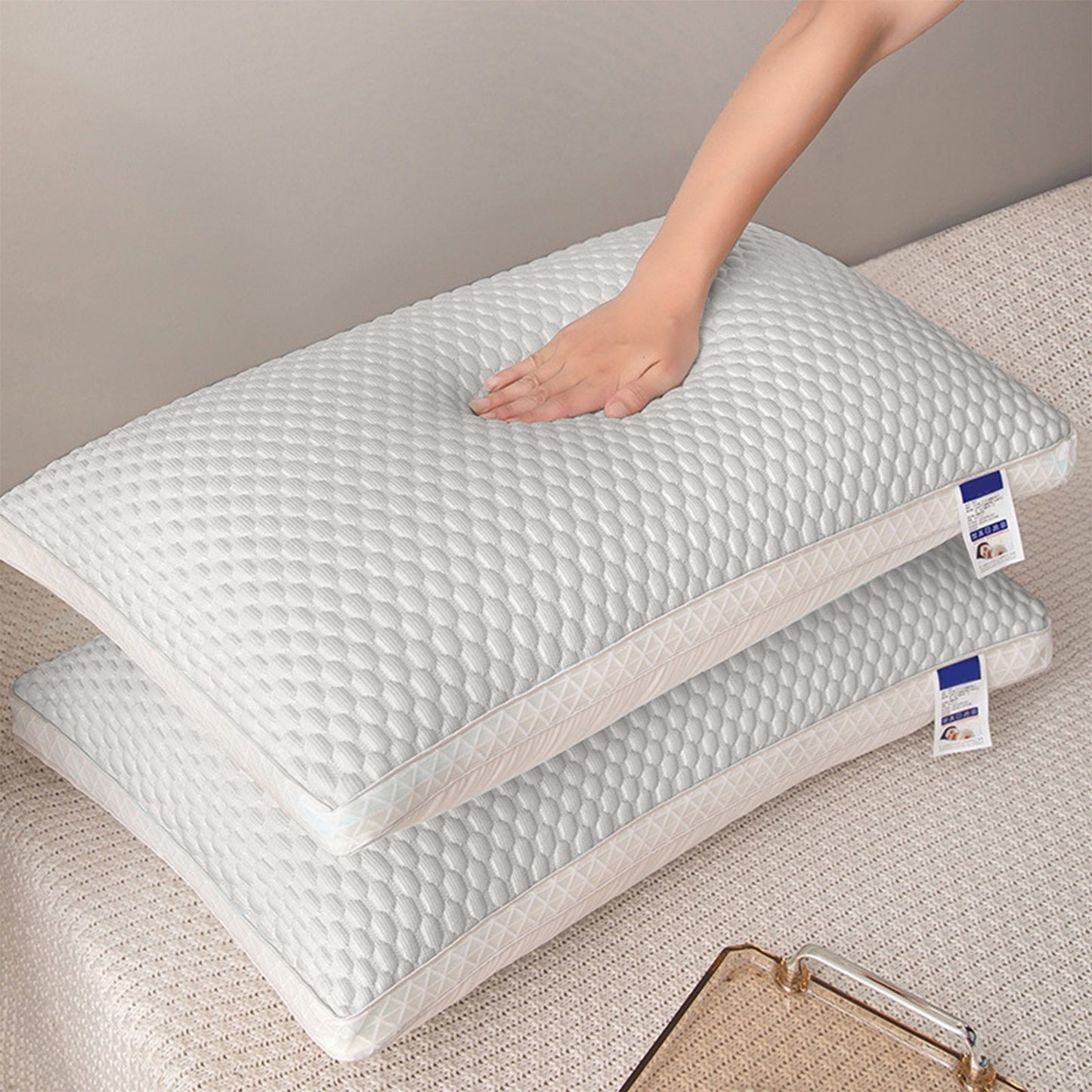 Cooling Bed Pillows Set of 2 Ice Silk Soft Breathable for Hot Side Back Sleepers