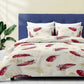 9 Piece Bed in a Bag Set Red Feather Bedspread Curtains Queen King Cal king