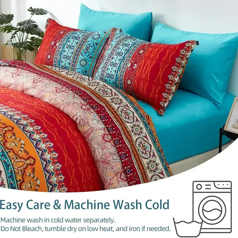 Boho Duvet Cover Set Twin Queen King Soft Microfiber Geometric Bedding Decor Set