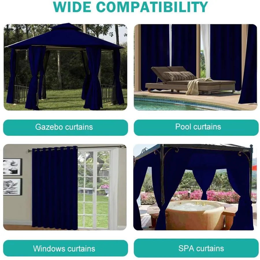 50x96 Outdoor Blackout Curtain Dark Blue Grommet Patio Pergola Privacy 1 Panel