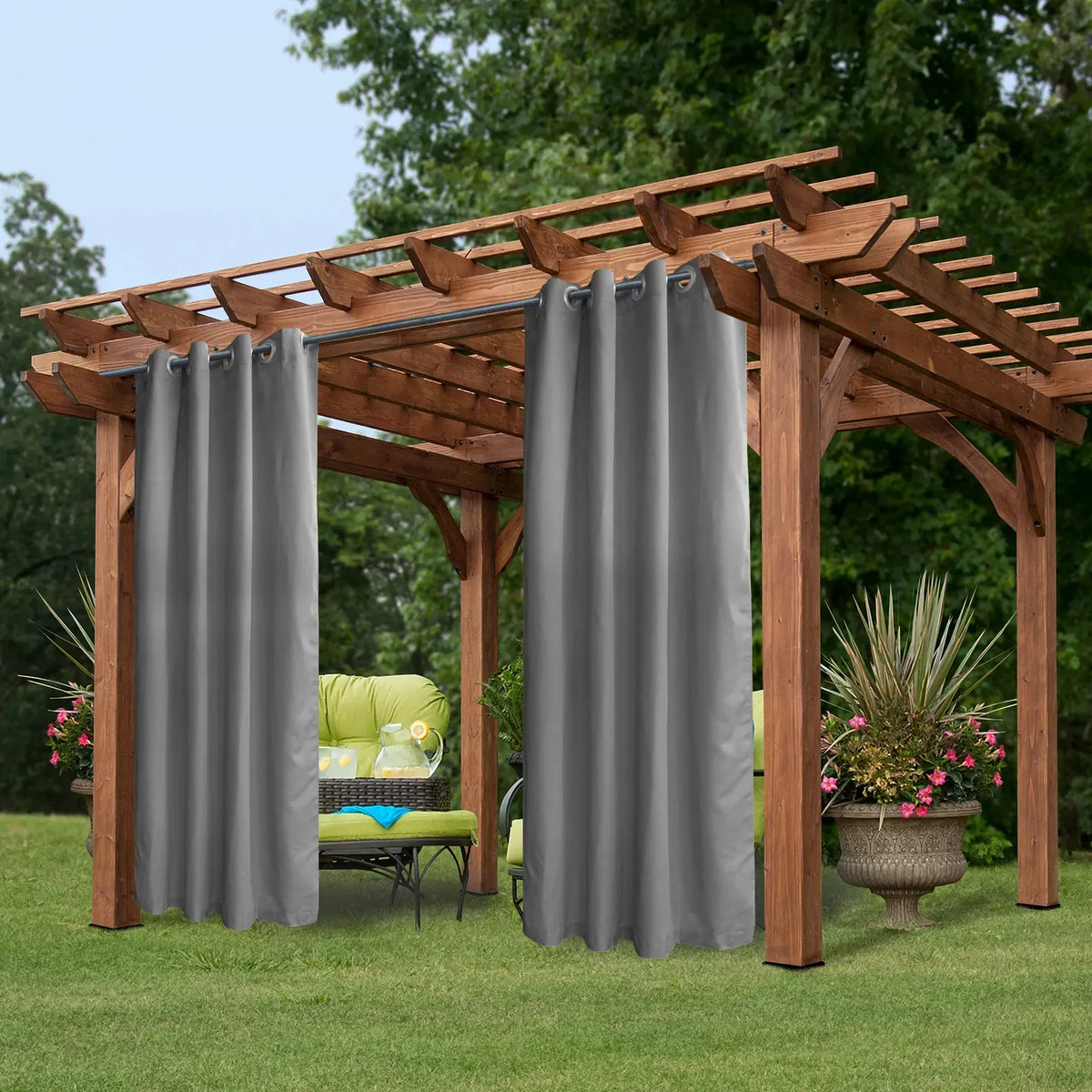 50x120 Gray Outdoor Curtain Panel Grommet Water Repellent Patio Privacy 1 Panel
