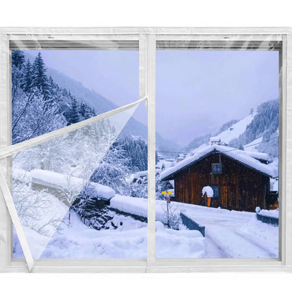 47x59 Window Insulation Kit Winter Zipper Reusable Draft Stopper No Drill Cover