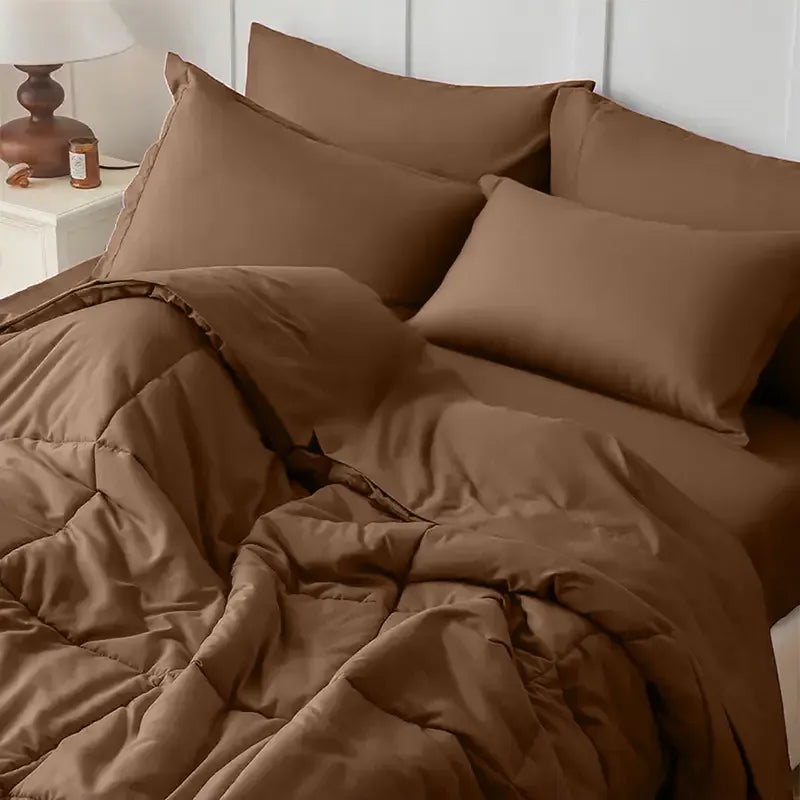 Brown Comforter Set Twin Queen King Bedding All Season Down Alternative Quilt