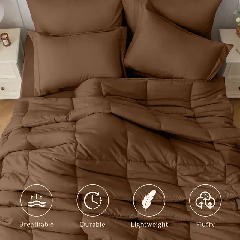 Brown Comforter Set Twin Queen King Bedding All Season Down Alternative Quilt