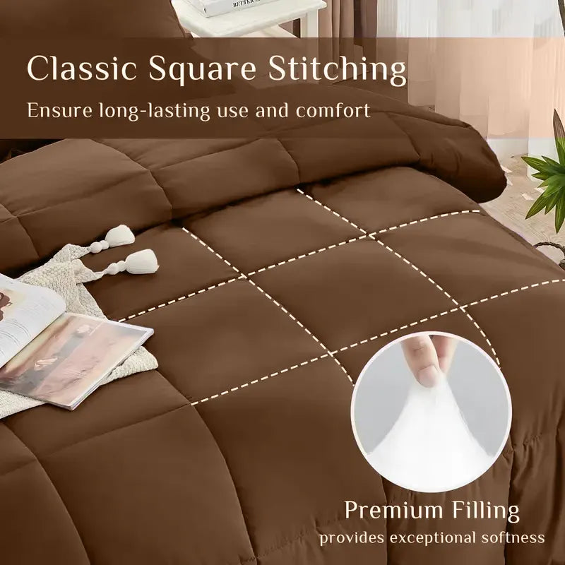 Brown Comforter Set Twin Queen King Bedding All Season Down Alternative Quilt
