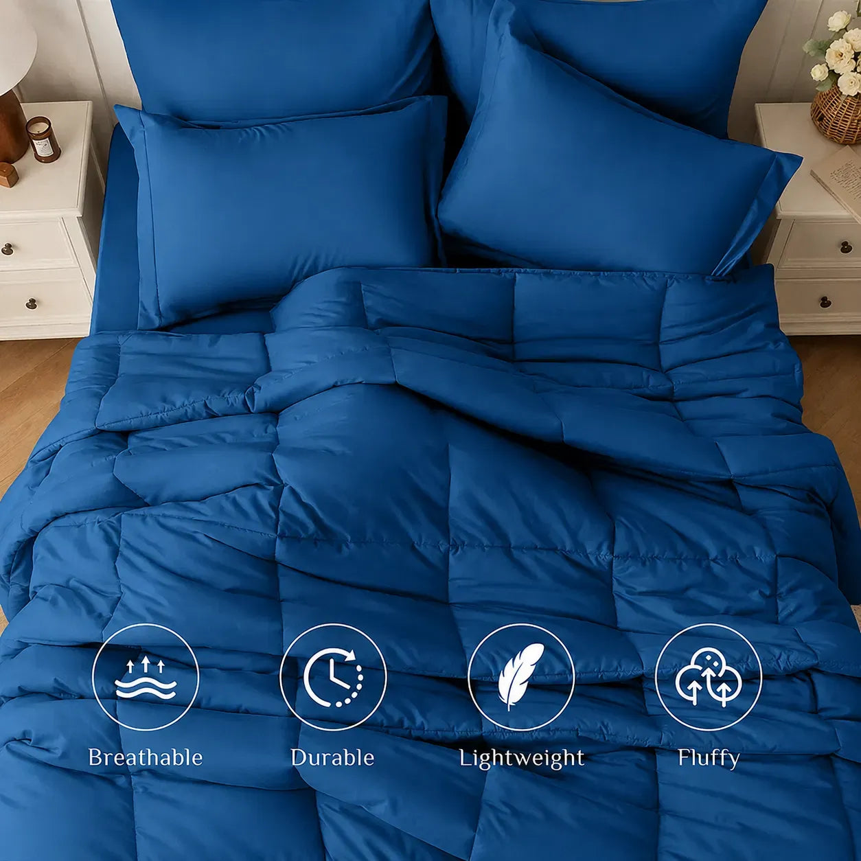 Lake Blue Comforter Set Twin Queen King Bedding All Season Soft Down Alternative