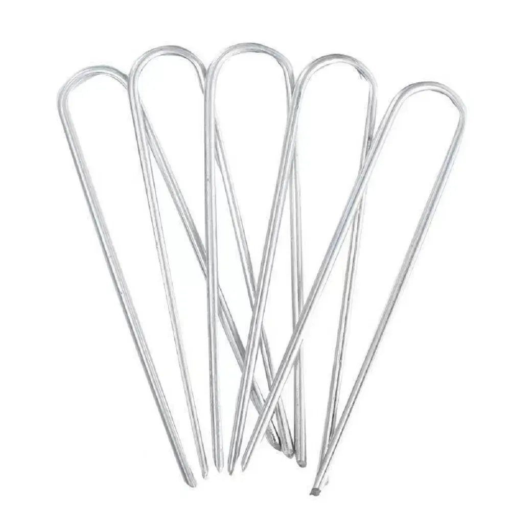 8in 11 Gauge Landscape Staples 50 Pack Galvanized Garden Sod Weed Barrier Pins