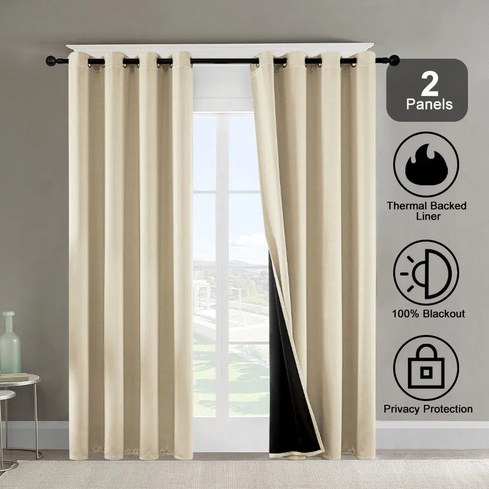 Blackout Curtains Set of 2 52x84 Thermal Grommet Room Darkening Privacy