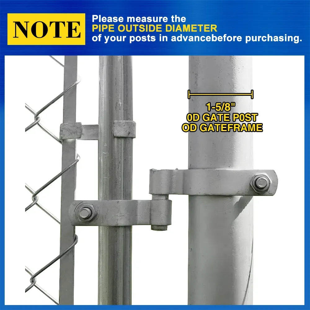2 Pack 1-5/8in Chain Link Fence Gate Hinge Galvanized Steel Nut Bolt Hardware