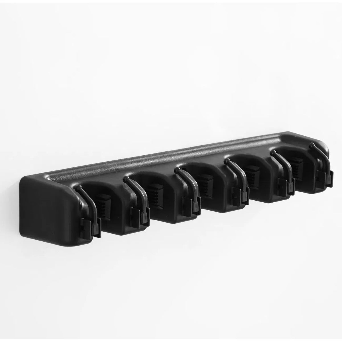 Mop Broom Holder Wall Mount 5 Slot Black Garage Tool Storage Organizer Rack