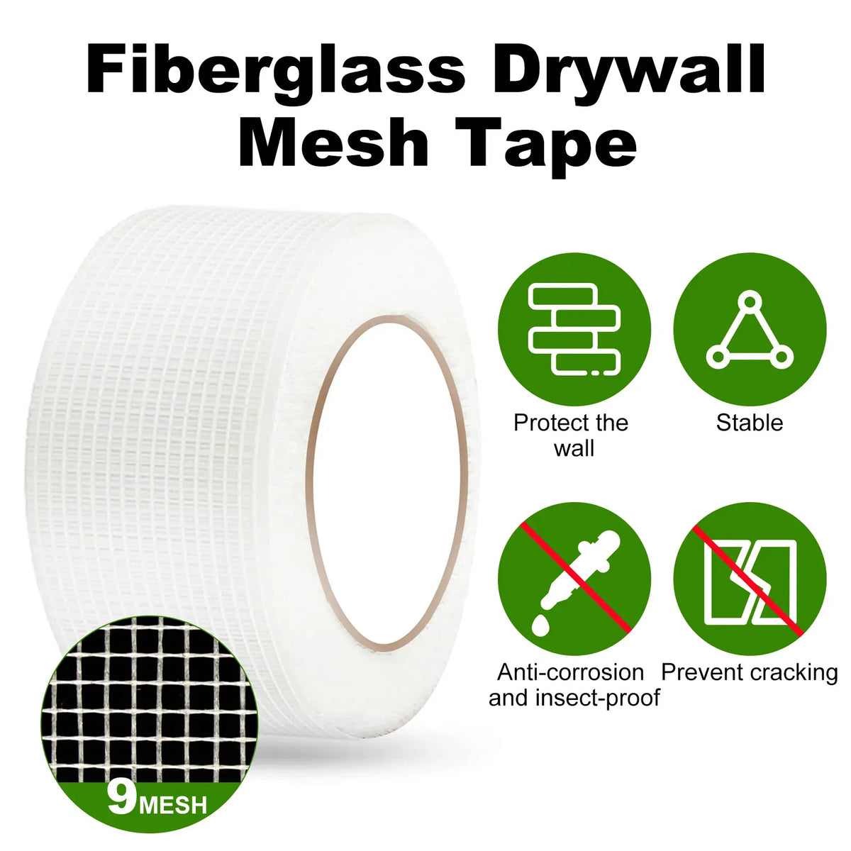 2 in x 295 ft Self Adhesive Fiberglass Mesh Drywall Joint Tape Wall Crack Repair
