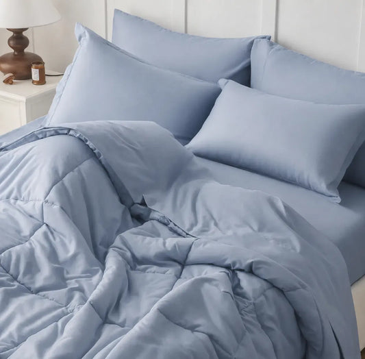 Blue Comforter Set Twin Queen King Size Bedding All Season Soft Down Alternative