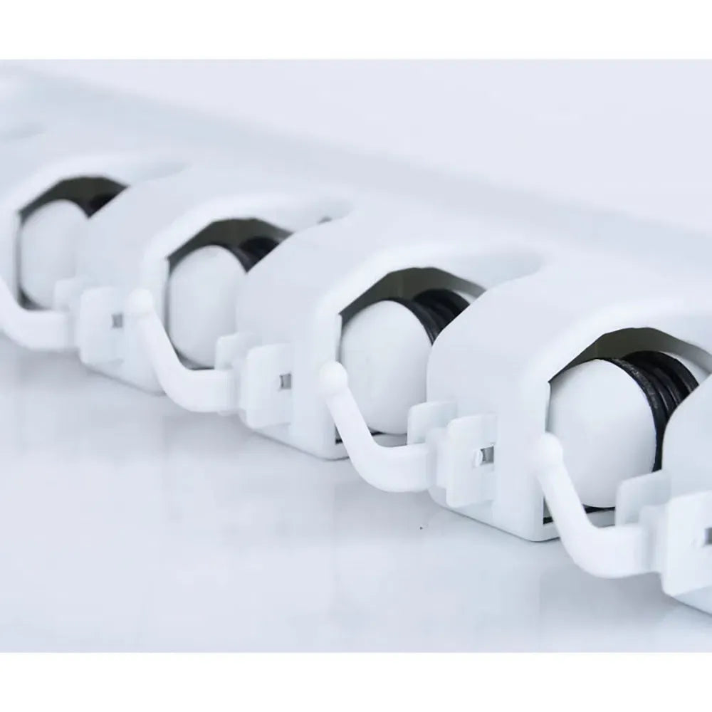 Broom Holder Wall Mount Mop and Broom Organizer Rack 5 Slots 6 Hooks White